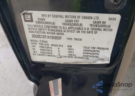 2004 Chevrolet Silverado 1500 Lt from USA, damaged, VIN 2GCEC13T141352037